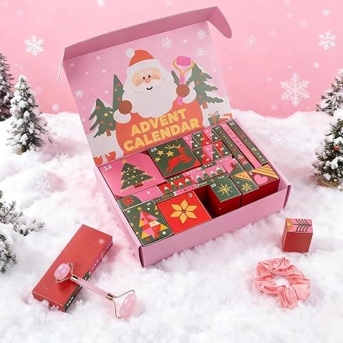 Advent Skincare Calendar for Teen Girls Women 2025, Christmas Gifts For Women24 Days Useful Beauty Blind Box Gifts, Gua Sha Facial Tools, Jade Roller Set, Spa, Jewelry, Scented Candles, Fuzzy Socks Gadget Tool for Mom Wife Daughter Sister thumbnail 2