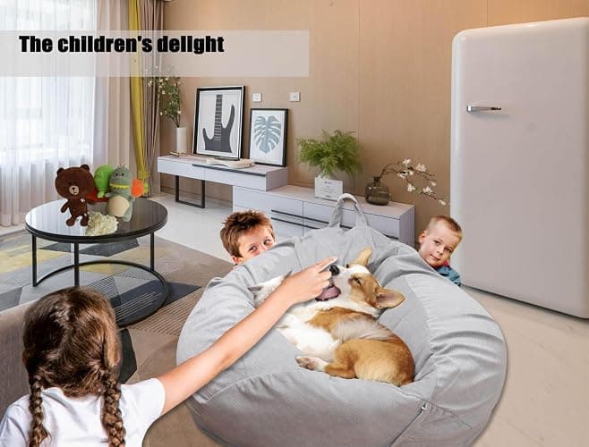 Kisoy Bean Bag Chair Cover (No Filler) Stuffed Animal Storage Bean Bag Cover Pets Dogs/Cats Lazy Beds. Washable Ultra Soft Corduroy Stuffed for Organizing Plush Toys or Textile, Sack Bean Bag thumbnail 5