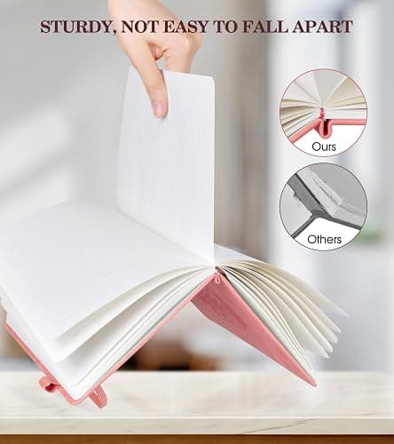 Lined Journal Notebook for Women, A5 Pink Hardcover Leather Journals for Writing, 200 Pages Thick Travel Daily Journal, College Ruled Notebook for Work School, Note Taking, Business 5.75'' X 8.38'' thumbnail 3