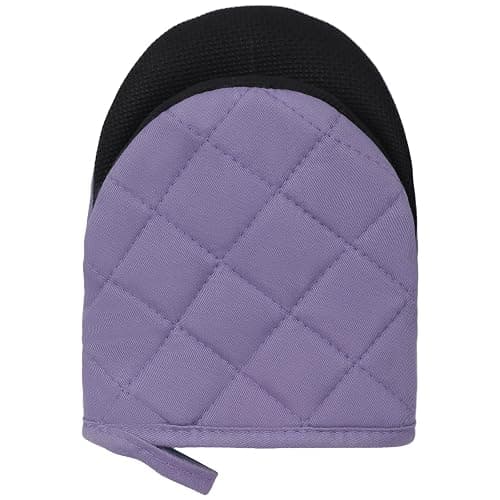 Short Oven Mitts, Heat Resistant 500°F, Silicone Grip Kitchen Gloves, Non-Slip for Baking, Grilling, BBQ, Machine Washable with Hanging Loop, 2-Pack Set, Taro Purple thumbnail 7