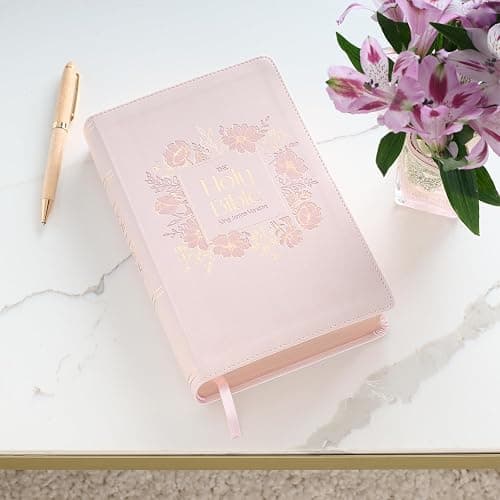 KJV Holy Bible, Giant Print Standard Size Red Letter Edition, Thumb Index Tabs & Ribbon Marker, King James Version, Vegan Leather, Pink, 14 pt. Type thumbnail 4