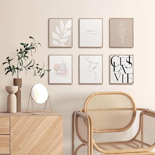 Vanilla Girl Posters for Room Decor Set of 6, Clean Girl Aesthetic Wall Art, Boho Beige Posters Canvas Prints Wall Art, Minimalist Cream Prints Artwork, Abstract Brown Decor 8x10 Unframed thumbnail 2