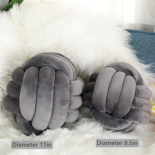 PUXU Knot Pillow Ball Round Cushion Pillows, Children Room Decoration Plush Toys Calming Stress Relief Toy (Dark Gray,8.5in/22cm) thumbnail 4