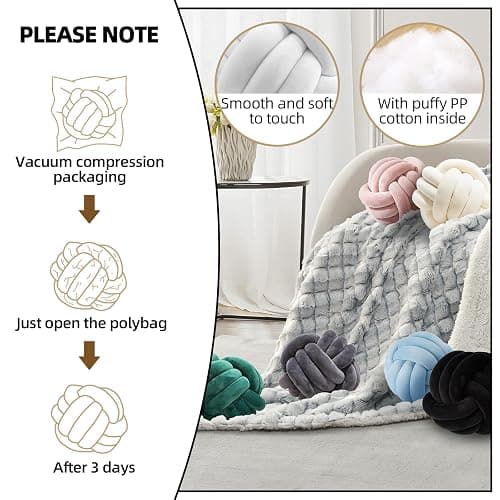 Wadser 2 Pcs Knot Pillows, Dark Grey Knotted Ball Pillow Plush Throw Pillows for Bed Sofa Couch, 8.7" Decorative Round Pillow Cushions thumbnail 3