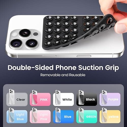 Klearlook Silicone Suction Cup Phone Case Mount Double Sided, Silicon Sticky Phone Grip with Higher Suction for Cell Phone, Hands-Free Phone Accessories Holder for Selfies and Videos, Black thumbnail 4
