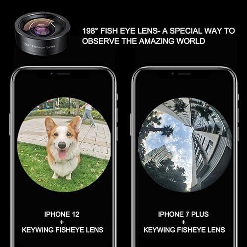 KEYWING Fisheye Lens, 198° Fish Eye Phone Camera Lens Kit for iPhone | Fish Bowl Camera Lens, Phone Lens Accessories, Lens Attachments for iPhone 6 7 8 X Samsung Smartphone thumbnail 3