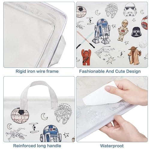 BHXXRQRQ Star Room Nursery Decor,Baby Laundry Large Hamper Foldable With Waterproof Pe Coating,Dirty Clothes Basket Featuring The Child,Bedroom,Bathroom Set,Toy Bin,Kids Birthday Gifts (Square) thumbnail 7
