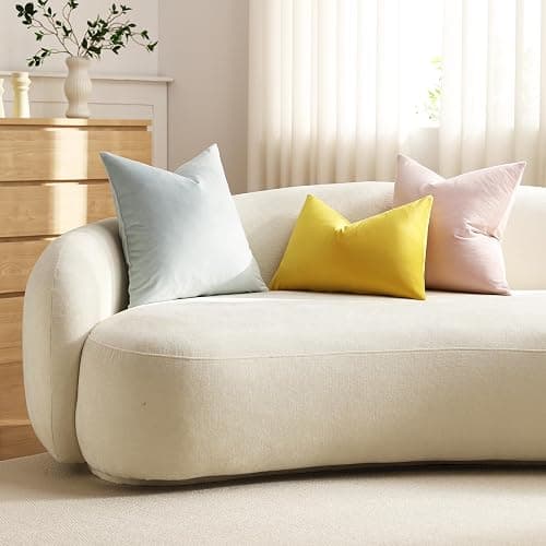 DEZENE Throw Pillow Covers 16x16 Light Pink: Pack of 2 Cozy Soft Velvet Square Modern Luxury Decorative Throw Pillow Cases for Sofa Couch Living Room Bed Home Decor thumbnail 6