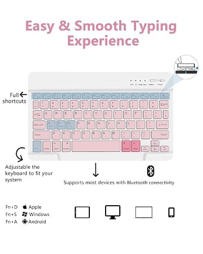 CC Store Keyboard Case for iPad 10th 2022/A16 11th Generation 2025(10.9/11 inch), for iPad 11/10 Gen Case with Wireless Detachable Rechargeable Bluetooth Keyboard & Pencil Holder,Pink thumbnail 5