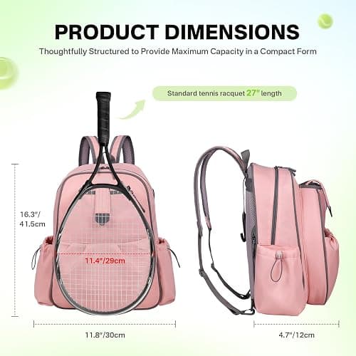 JKAOO Tennis Bags for Women, Waterproof Tennis Sling Crossbody Shoulder Backpack Holds 2 Rackets, Tennis Racket Bag for Pickleball Badminton thumbnail 2