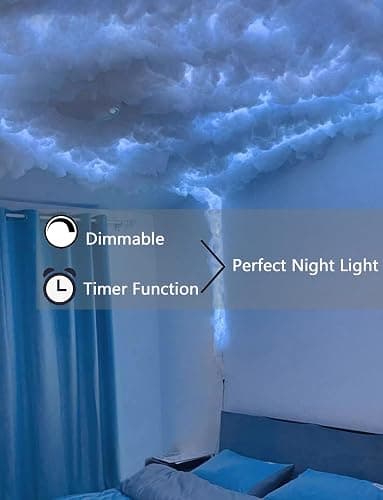 16.5 FT 3D Thundercloud LED Light, 2025 Upgraded Cloud Music Sync Multicolor Changing Strip Light, Atmosphere DIY Creative Thunder Cloud Lamp Wall Ceiling Light for Bedroom Gaming Room Party thumbnail 6