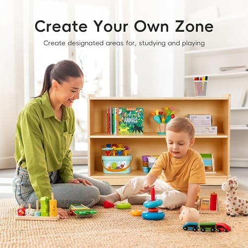 OOOK Montessori Shelf, Toy Organizers and Storage, 2-Tier Toddler Bookshelf Suitable for Classroom, Kindergarten, Kids Room, Playroom and Daycare Center thumbnail 6