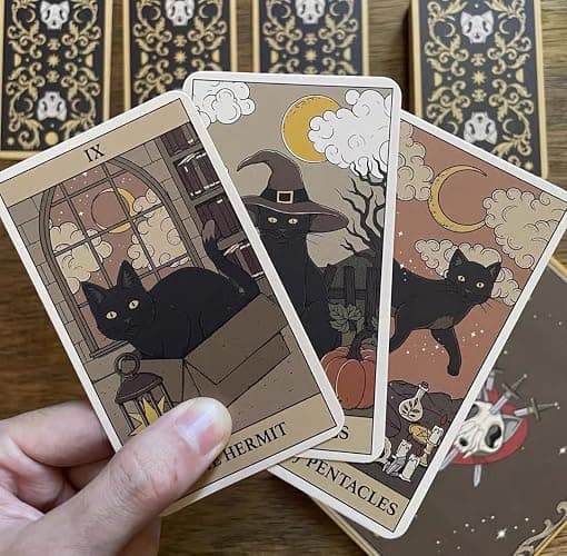 Cat Tarot Cards for Beginners, Cats Rule The Earth Tarot Deck, 78 English Tarot Cards, Party Games, Mysterious Gift for Friend thumbnail 2