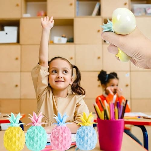 4 Pcs Pineapple Stress Ball, Fidget Toys Ball for Pressure Release Party Gifts,Stress Relief for Kids & Adult Tricky Funny Squeeze Toy (Random Color) thumbnail 2