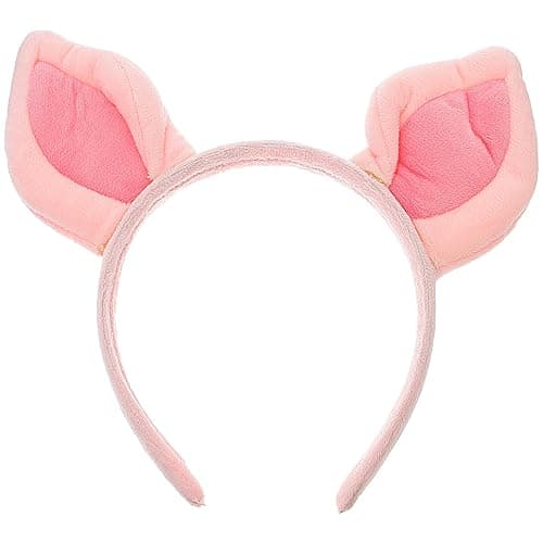Beaupretty Pig Ear Headpiece Halloween Animal Cosplay Headwear Plush Animal Headband for Women Girls Wash Face Pink - Image 1