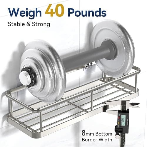 YASONIC Shower Caddy Adhesive, Rustproof Shower Organizer, Large Capacity Shower Shelves for Inside Shower, No Drilling Bathroom Organizers and Storage for Home Decor （2 Pack Silver） thumbnail 5