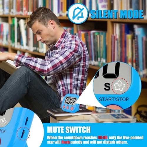 6 Pack Multi-Function Electronic Timer - Magnetic Digital Timers Big LCD Display The Loud/Silent Switch Countdown Timer Extensively Use in Break Time, Cooking,Gym, Meeting, Classroom thumbnail 4