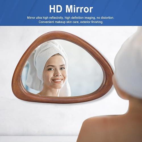 MAGFLERUM Irregular Wall Mirror, 15 * 10 inch Asymmetrical Wood Mirrors, Small Wall Mirror, Hanging Vertically and Horizontally. Mirrors for Wall Decor (Black Walnut) thumbnail 6