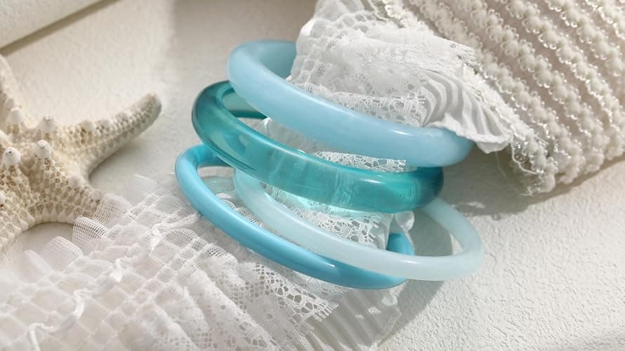 ÌF ME Acrylic Bangles Bracelets for Women, Irregular Acrylic Resin Chunky Bracelets Geometric Fashions Thick Statement bangle Set thumbnail 8
