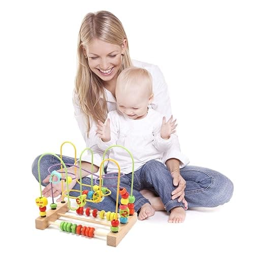 Jacootoys Beads Maze Wooden Roller Coaster Activity Learn Game for Toddlers | Learning Numbers and Fruit Wooden Bead Maze, Bead Wire Toy, Preschool Educational Toy Gift for Toddlers Kids Boys Girls thumbnail 4