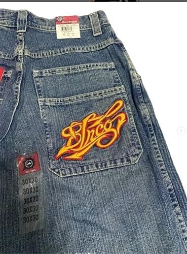 ORANDESIGNE Y2k Jeans Herren Hip Hop Retro Schädel Stickerei Gewaschen Baggy Denim Hose Lässig Lose Weites Bein Hose Streetwear thumbnail 5