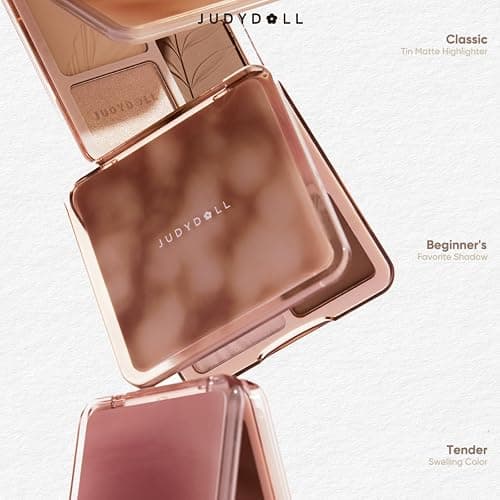 JUDYDOLL Highlight & Contour Palette, All-in-One Matte Highlighter Contour Compact, Natural Brightening Finish for Cool Fair & Olive Skin (New Version 04 Blush Shadow Palette) thumbnail 7
