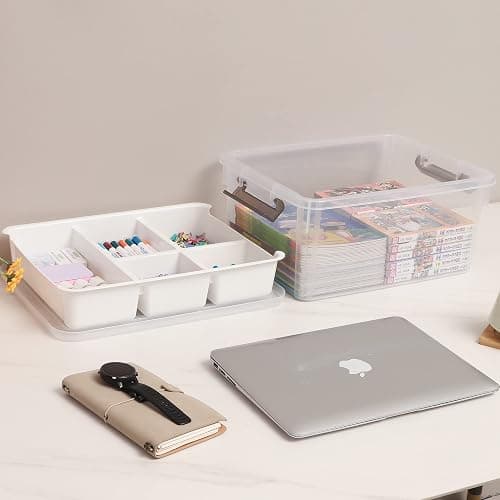 Citylife 17 QT Plastic Storage Box with Removable Tray Craft Organizers and Storage Clear Storage Container for Organizing Bead, Tool, Sewing, Playdoh thumbnail 6