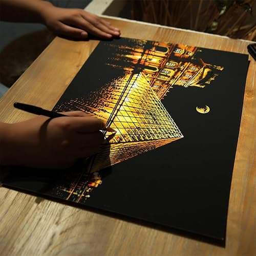 Scratch Art for Adults & Teens, Paint by Scratch 16 X 11.2 Inches, Scratch Off Paper Painting, Scratchart Kit Ornaments, Colorful Sketches Rainbow Scratch Art (Las Vegas) thumbnail 8