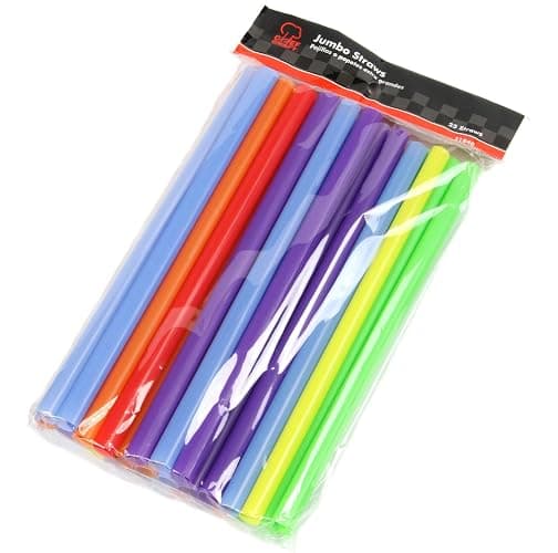 Chef Craft Select Plastic Jumbo Straight Straws, 9 inch 25 piece set, Assorted - Image 1