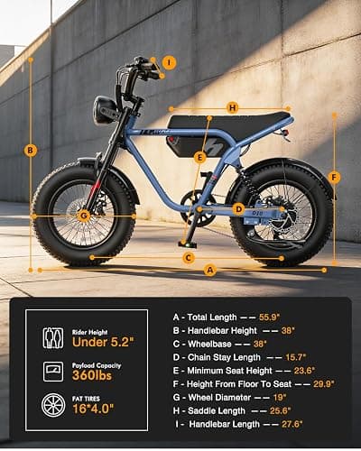 Hopepeak D10 Electric Bike for Teens Adults, Peak 1500W/1800W Motor, 48V 13Ah/15.6Ah Battery 16"×4.0"/20"×4.0" Fat Tire All-Terrain E Bike, Disc Brakes, Full Suspension, Ebike on Mountains, Snow thumbnail 7