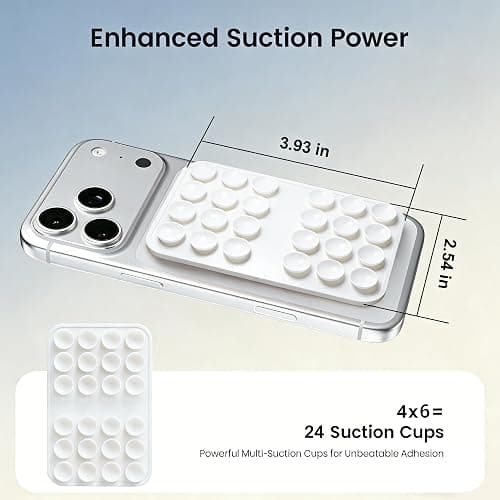 Upgraded Double Sided Silicone Suction Phone Case Detachable Mount, White | Removable Sticky Phone Grip Hands-Free Selfes & Videos for iPhone & Android, Trending TikTok items Gift for Content Creator thumbnail 3