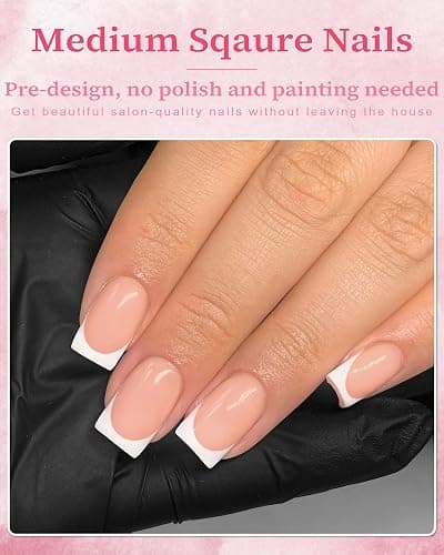 AddFavor French Tip Press on Nails Short Square - 240pcs White French Tip Nails with Nail Glue & Adhesive Tabs, 10 Sizes Glue on Nails for Women & Girls Fingernails Manicure thumbnail 5