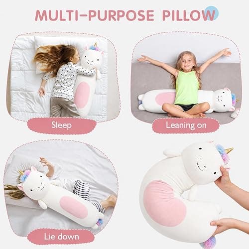 Tianmihou 36” Long Unicorn Plush Body Pillow, Giant Cute Colorful Unicorn Stuffed Animals, Large Unicorn Squishy Soft Plushies Toy, Gifts for Kids Girls and Boys, Birthdays ﻿ thumbnail 7