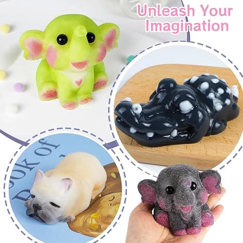 Taba Squishy Kit - Make Slow-Rising Fufu Soft Squishies with Animal Molds & A:B Ratio Liquid Silicone Gel for Crafting Lovers (14oz) thumbnail 5
