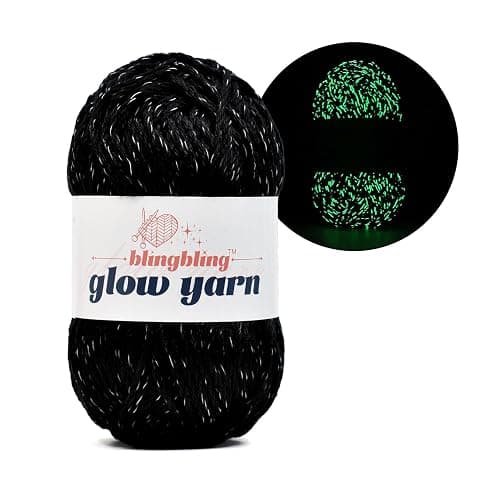 BulingBuling Glow in The Dark Yarn - 100g/3.5oz DK #3 Light Weight, Beginner-Friendly Crochet & Knitting Supplies (Black, 1 Pack) - Image 1