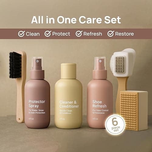 Suede & Sheepskin Cleaning Kit Compatible with UGG Footwear - Gentle Cleaner and Conditioner, Protector Spray, Odor Remover, Suede Stain Nap Eraser, Dual Brush Set - For UGG Shoes, Boots thumbnail 3