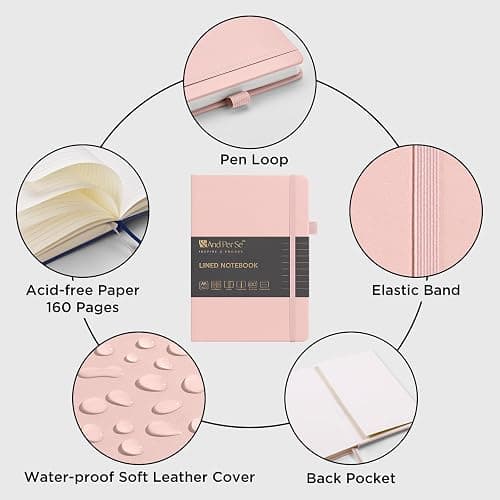 &And Per Se Lined Journal Notebook, 160 Pages, A5 5.7 x 8 inches College Ruled Thick Paper Notebook Journals for Writing, Hardcover Notebooks for Women Men Office School (1 Pack, Pink) thumbnail 5
