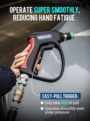 MEKOH Short Pressure Washer Gun with Swivel, 5000 PSI High Power Washer Spray Gun, 10 GPM Foam Gun with 3/8" Quick Connect, M22-14mm for Extension Wand, Hose, Pressure Washer Handle with 5 Nozzle Tips thumbnail 4