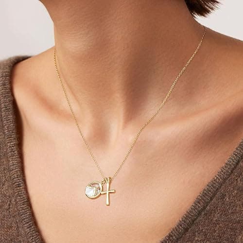 VULETO Mustard Seed Cross Necklace for Teen Girls Women, Moving Mountains Faith Christian Religious Birthday Jewelry Gifts thumbnail 3