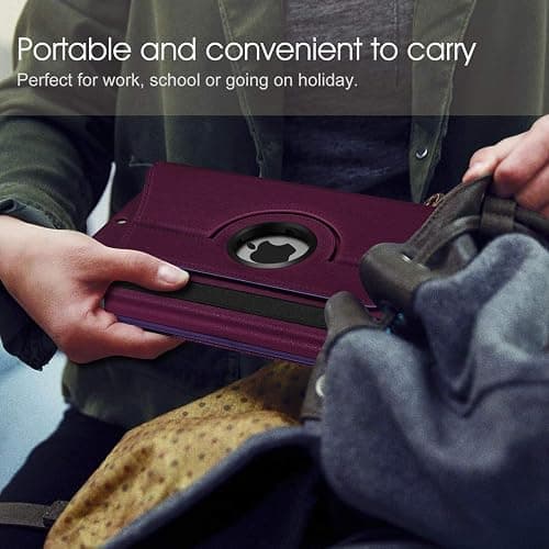 Fintie Rotating Case for iPad 9th Generation (2021) / 8th Generation (2020) / 7th Gen (2019) 10.2 Inch - 360 Degree Rotating Stand Cover with Pencil Holder, Auto Wake Sleep, Purple thumbnail 7
