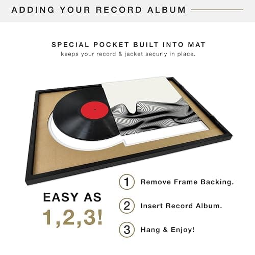 MCS Double Matte Record Album Frame, 16.5x25 Record Frame, Black for LP Vinyl Record & Jacket Display (1-Pack) thumbnail 6