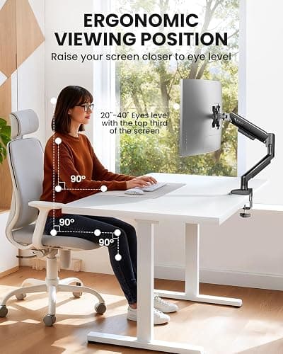 ErGear Single Monitor Arm, Fully Adjustable Monitor Mount for 13–34 Inch Screens, Fast Install Computer Monitor Stand with Tool-Free VESA Mount, Cable Management, Holds 19.8 lbs, Max VESA 100x100mm thumbnail 7
