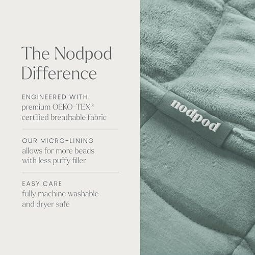 nodpod Body 6.5lb Patented Compact Weighted Blanket | Perfect for Relaxation, Lounging, Napping, Sleeping & Travel, Glass Bead Filled, Machine Washable, 29" x 24", Sage thumbnail 7
