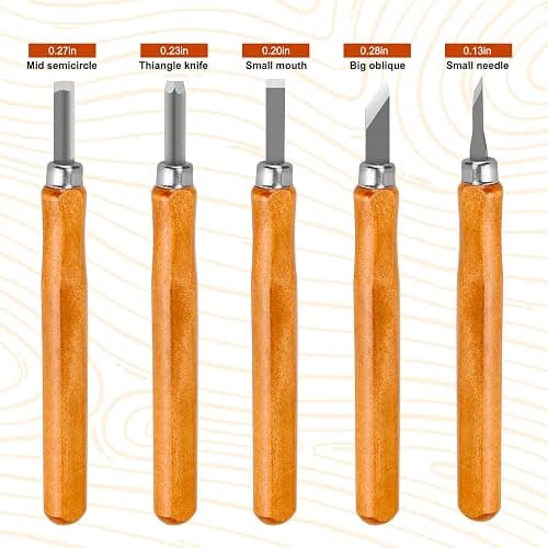 Wood Carving Tools, 7Pcs Wood Carving Knife Kit Carbon Steel, Wood Chisels Set for Pumpkins Soap Sculpture Carving DIY (5 Styles) thumbnail 4