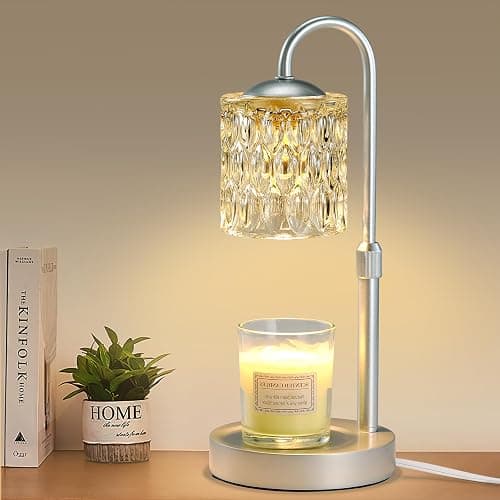 Briever Dimmable Candle Warmer Lamp with Timer, Height Adjustable Electric Candle Wax Warmer, Christmas Birthday Gifts for Women Mom, House Warming Gifts New Home Room Decor, Silver Solid Wood Base - Image 1