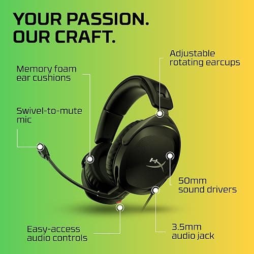HyperX Cloud Stinger 2 – Wired PC Gaming Headset with Mic Noise Cancelling Over-Ear DTS Headphone:X Spatial Audio 50mm Drivers Swivel-to-mute Premium Leatherette for Windows Desktop, Black (Renewed) thumbnail 7