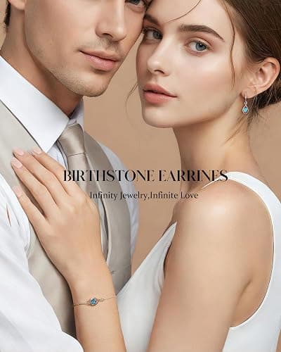 FANCIME Dangle Drop Earrings 925 Sterling Silver Dainty Infinity Round Gemstone Birthstone Jewelry Birthday Gifts for Her Women thumbnail 5