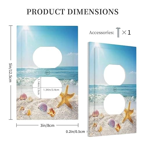Nijuodnijir Outlet Covers Summer Beach Colorful Seashell Starfish 1 Gang Duplex Light Switch Cover Decorative Switch Plates Electrical Receptacle Faceplate Wall Plate For Kids Room Nursery Decor thumbnail 2
