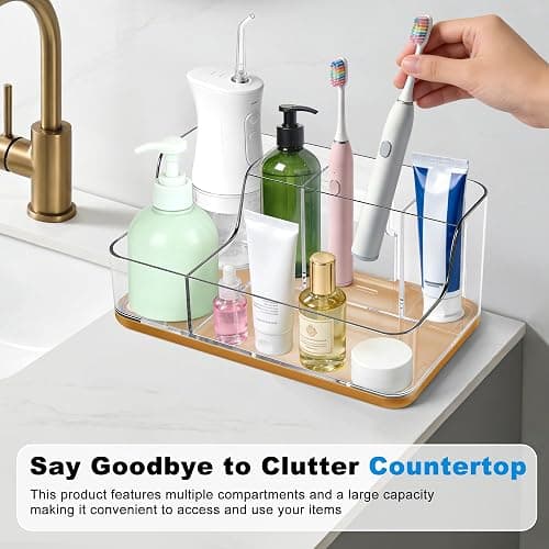 LAREKUN Gold Vanity Bathroom Countertop Storage Rack Lipstick & Makeup Brush Organizer Skincare Storage Box for Vanity Ideal for Bathroom, Living Room, and Kitchen Organization thumbnail 3