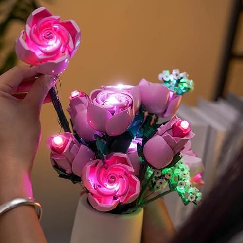 Hilighting Upgraded Led Light Kit Compatible with LEGO Botanicals Bouquet of Pink Roses 10374 Building Set, Gift for Women & Men, Artificial Flower for Office Home Decor & Display (Model Not Included) thumbnail 8
